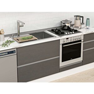 Alvinka 380x240 Cm High Gloss Mutfak Dolabı Beyaz Antrasıt Mb-e80s50s50-1 Antrasit