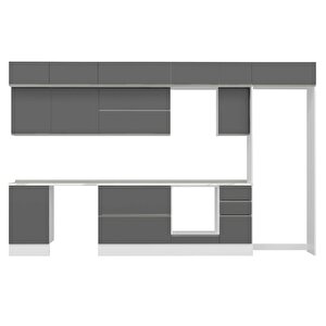 Alvinka 370x240 Cm High Gloss Mutfak Dolabı Beyaz Antrasıt Mb-e80s50s40-2