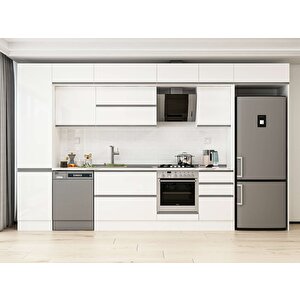 Alvinka 380x240 Cm High Gloss Mdf Mutfak Dolabı Beyaz Beyaz Mbb-e80b50s50-2 Beyaz