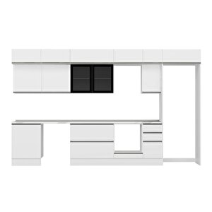 Alvinka 390x240 Cm High Gloss Mdf Mutfak Dolabı Beyaz Beyaz Mb-e90s60s40-3
