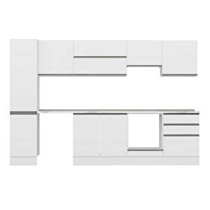 Alvinka 315x210 Cm High Gloss Mutfak Dolabı Beyaz Beyaz Mb-e90b45s60-1
