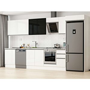 Alvinka 390x222 Cm High Gloss Mutfak Dolabı Beyaz Beyaz Mb-e90s60s40-3 Beyaz