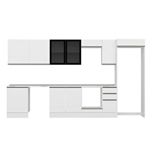 Alvinka 390x222 Cm High Gloss Mutfak Dolabı Beyaz Beyaz Mb-e90s60s40-3