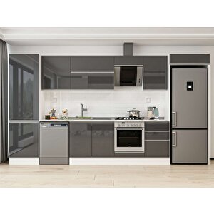 Alvinka 400x222 Cm High Gloss Mdf Mutfak Dolabı Beyaz Antrasıt Mbb-e90b60s50-2 Antrasit