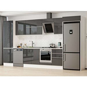 Alvinka 400x222 Cm High Gloss Mdf Mutfak Dolabı Beyaz Antrasıt Mbb-e90b60s50-2 Antrasit