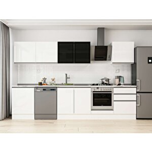 Alvinka 330x210 Cm High Gloss Mutfak Dolabı Beyaz Beyaz M-e90s60s60-3 Beyaz