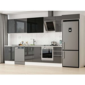Alvinka 390x222 Cm High Gloss Mutfak Dolabı Beyaz Antrasıt Mb-e90s60s40-3 Antrasit