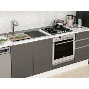 Alvinka 285x210 Cm High Gloss Mdf Mutfak Dolabı Beyaz Antrasıt M-e80s40s45-1 Antrasit