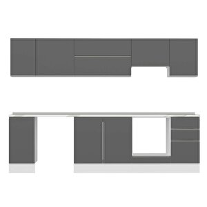 Alvinka 285x210 Cm High Gloss Mdf Mutfak Dolabı Beyaz Antrasıt M-e80s40s45-1