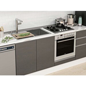 Alvinka 300x210 Cm High Gloss Mdf Mutfak Dolabı Beyaz Antrasıt M-e90s50s40-1 Antrasit