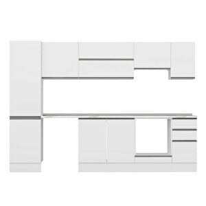 Alvinka 300x210 Cm High Gloss Mdf Mutfak Dolabı Beyaz Antrasıt M-e90s50s40-1