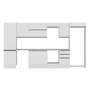 Alvinka 400x222 Cm High Gloss Mdf Mutfak Dolabı Beyaz Beyaz Mbb-e90b60s50-2