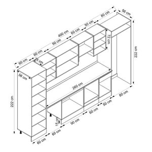 Alvinka 400x222 Cm High Gloss Mdf Mutfak Dolabı Beyaz Beyaz Mbb-e90b60s50-1