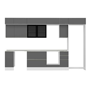 Alvinka 370x240 Cm High Gloss Mutfak Dolabı Beyaz Antrasıt Mb-e90s40s40-3