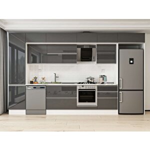 Alvinka 390x240 Cm High Gloss Mutfak Dolabı Beyaz Antrasıt Mbb-e80b50s60-2 Antrasit