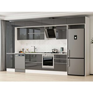 Alvinka 390x240 Cm High Gloss Mutfak Dolabı Beyaz Antrasıt Mbb-e80b50s60-2 Antrasit