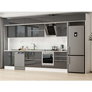 Alvinka 400x240 Cm High Gloss Mutfak Dolabı Beyaz Antrasıt Mb-e80s60s60-2 Antrasit