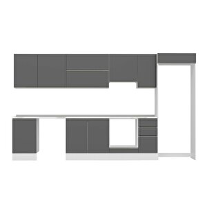 Alvinka 370x222 Cm High Gloss Mdf Mutfak Dolabı Beyaz Beyaz Mb-e80s50s40-1
