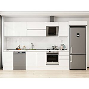 Alvinka 380x222 Cm High Gloss Mutfak Dolabı Beyaz Beyaz Mb-e90s45s45-2 Beyaz