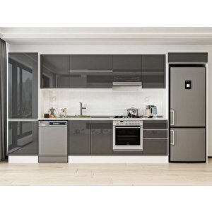 Alvinka 400x222 Cm High Gloss Mdf Mutfak Dolabı Beyaz Antrasıt Mbb-e90b60s50-1 Antrasit