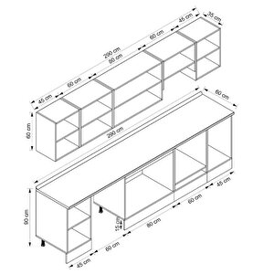 Alvinka 290x210 Cm High Gloss Mdf Mutfak Dolabı Beyaz Antrasıt M-e80s45s45-1