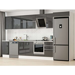 Alvinka 380x222 Cm High Gloss Mutfak Dolabı Beyaz Antrasıt Mb-e90s45s45-2 Antrasit