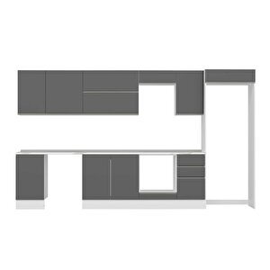 Alvinka 380x222 Cm High Gloss Mutfak Dolabı Beyaz Antrasıt Mb-e90s45s45-2