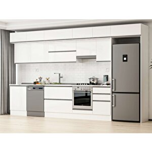 Alvinka 390x240 Cm High Gloss Mdf Mutfak Dolabı Beyaz Beyaz Mb-e80s60s50-1 Beyaz
