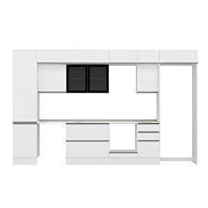 Alvinka 385x240 Cm High Gloss Mutfak Dolabı Beyaz Beyaz Mbb-e90b50s45-3
