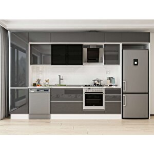 Alvinka 385x240 Cm High Gloss Mutfak Dolabı Beyaz Antrasıt Mbb-e90b50s45-3 Antrasit
