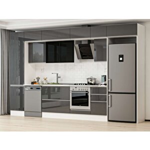 Alvinka 385x240 Cm High Gloss Mutfak Dolabı Beyaz Antrasıt Mbb-e90b50s45-3 Antrasit