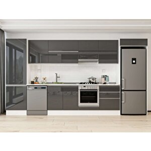 Alvinka 400x222 Cm High Gloss Mdf Mutfak Dolabı Beyaz Antrasıt Mbb-e80b60s60-1 Antrasit