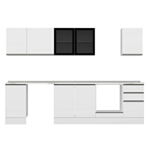 Alvinka 300x210 Cm High Gloss Mutfak Dolabı Beyaz Beyaz M-e90s45s45-3