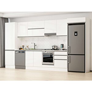400x222 Cm High Gloss Mdf Mutfak Dolabı Beyaz Beyaz Mbb-e80b60s60-1 Beyaz