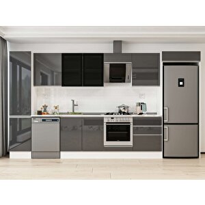 385x222 Cm High Gloss Mutfak Dolabı Beyaz Antrasıt Mbb-e80b45s60-3 Antrasit