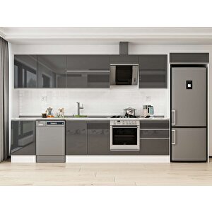 400x222 Cm High Gloss Mdf Mutfak Dolabı Beyaz Antrasıt Mb-e90s50s60-2 Antrasit