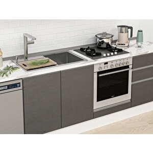 395x222 Cm High Gloss Mutfak Dolabı Beyaz Antrasıt Mb-e90s45s60-1 Antrasit