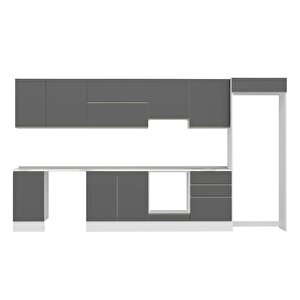 Alvinka 395x222 Cm High Gloss Mutfak Dolabı Beyaz Antrasıt Mb-e90s45s60-1