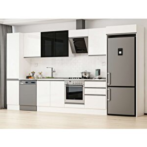 385x222 Cm High Gloss Mutfak Dolabı Beyaz Beyaz Mbb-e80b45s60-3 Beyaz