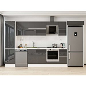 380x222 Cm High Gloss Mutfak Dolabı Beyaz Antrasıt Mbb-e90b50s40-2 Antrasit