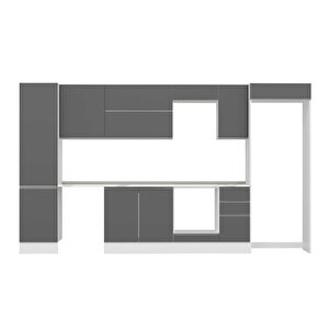 Alvinka 380x222 Cm High Gloss Mutfak Dolabı Beyaz Antrasıt Mbb-e90b50s40-2