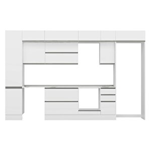 Alvinka 365x240 Cm High Gloss Mutfak Dolabı Beyaz Beyaz Mbb-e80b45s40-2