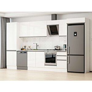 Alvinka 395x222 Cm High Gloss Mdf Mutfak Dolabı Beyaz Beyaz Mbb-e90b60s45-2 Beyaz
