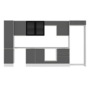 Alvinka 395x222 Cm High Gloss Mutfak Dolabı Beyaz Beyaz Mbb-e90b45s60-3