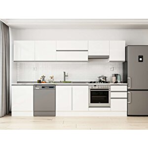 305x210 Cm High Gloss Mutfak Dolabı Beyaz Beyaz M-e80s60s45-1 Beyaz