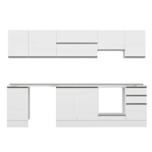 Alvinka 290x210 Cm High Gloss Mutfak Dolabı Beyaz Beyaz M-e80s45s45-1