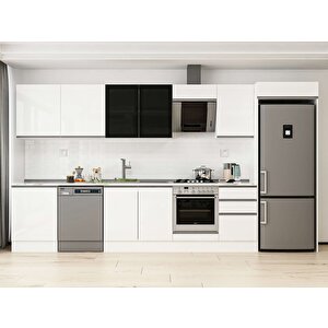 Alvinka 400x222 Cm High Gloss Mutfak Dolabı Beyaz Beyaz Mb-e90s60s50-3 Beyaz