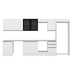 Alvinka 400x222 Cm High Gloss Mutfak Dolabı Beyaz Beyaz Mb-e90s60s50-3