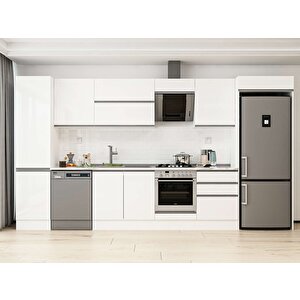 Alvinka 390x222 Cm High Gloss Mdf Mutfak Dolabı Beyaz Beyaz Mbb-e80b50s60-2 Beyaz
