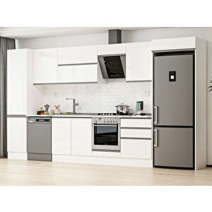 Alvinka 390x222 Cm High Gloss Mdf Mutfak Dolabı Beyaz Beyaz Mbb-e80b50s60-2 Beyaz